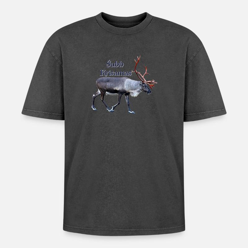 Subh Krisamas - Oversized Unisex Premium Acid-Washed T-Shirt - Schwarz Acid Wash