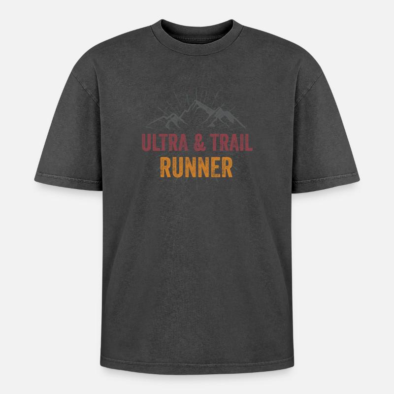 Ultra & Trail Runner - Oversized Unisex Premium Acid-Washed T-Shirt - Schwarz Acid Wash