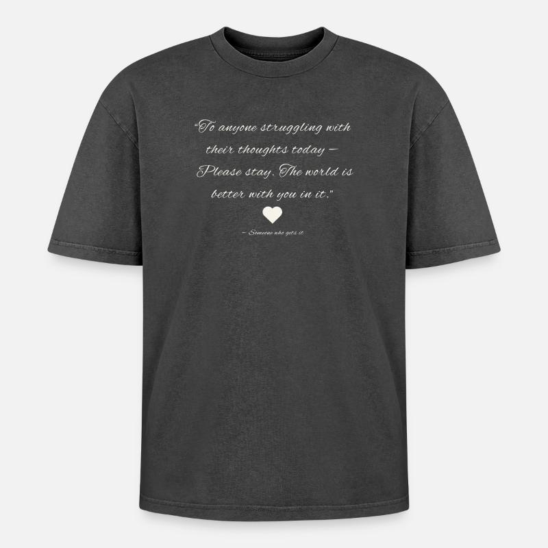 An den, der kämpft - Oversized Unisex Premium Acid-Washed T-Shirt - Schwarz Acid Wash