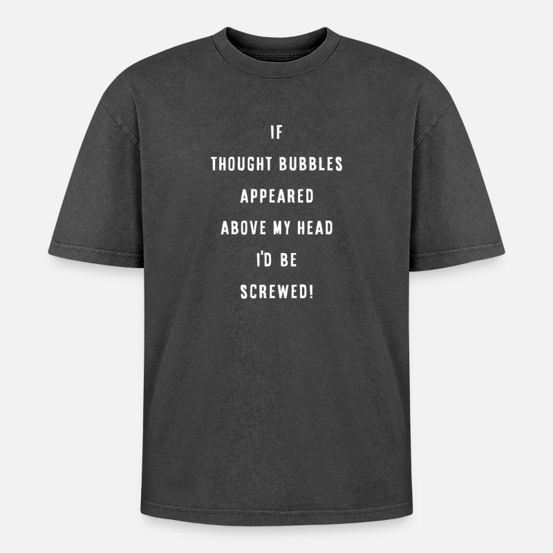 Thought Bubbles - Oversized Unisex Premium Acid-Washed T-Shirt - acid washed black