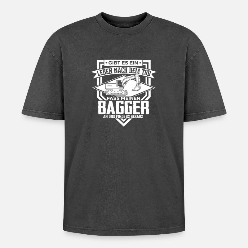 Baggerfahrer Sprüche Baugeräteführer Hochbau  - Oversized Unisex Premium Acid-Washed T-Shirt - Schwarz Acid Wash