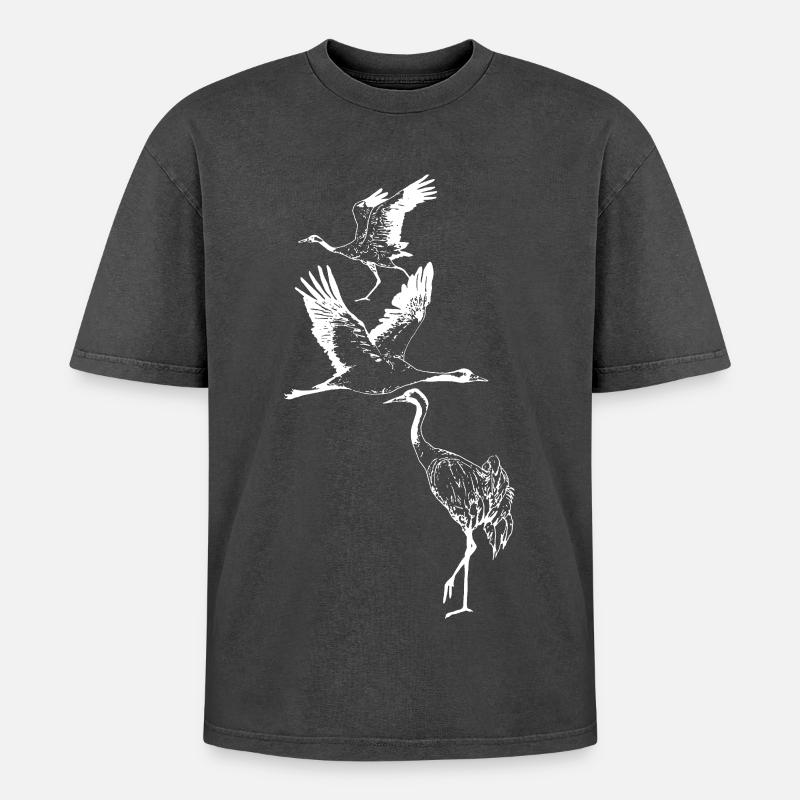 KRÄNE - Oversized Unisex Premium Acid-Washed T-Shirt - Schwarz Acid Wash