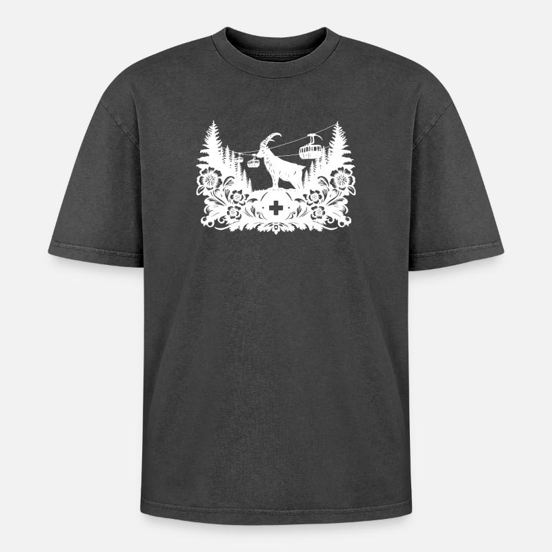 Steinbock_1_white_ - T-shirt Premium unisexe oversize acid-washed - noir délavé acide