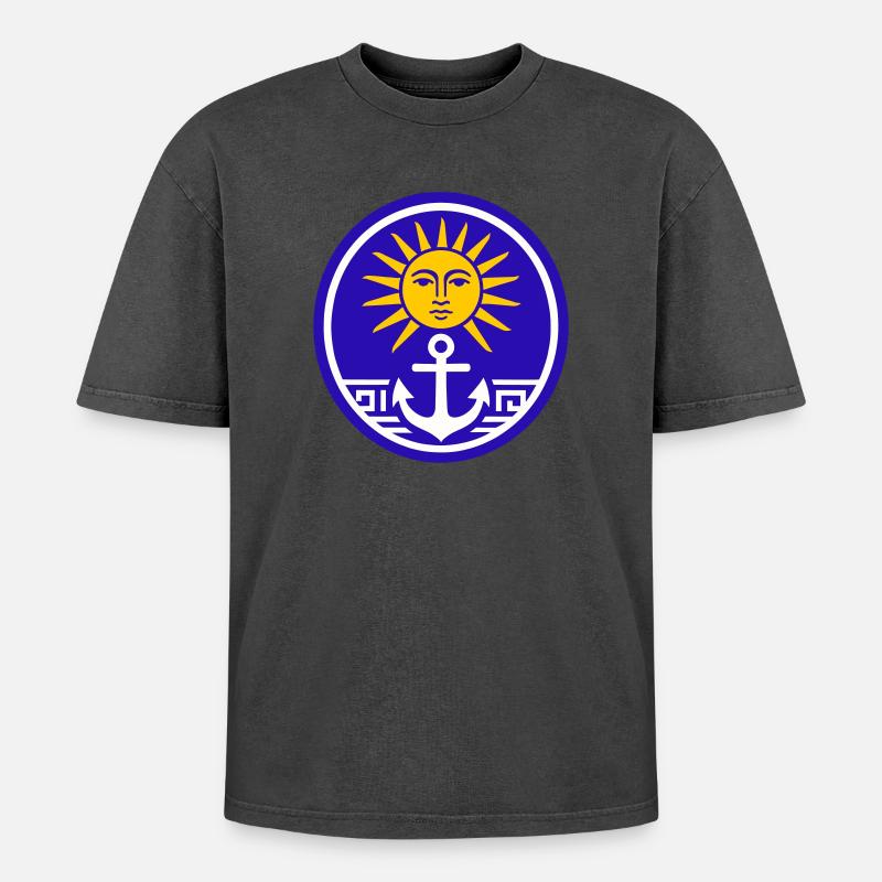 Grèce Soleil - T-shirt Premium unisexe oversize acid-washed - noir délavé acide
