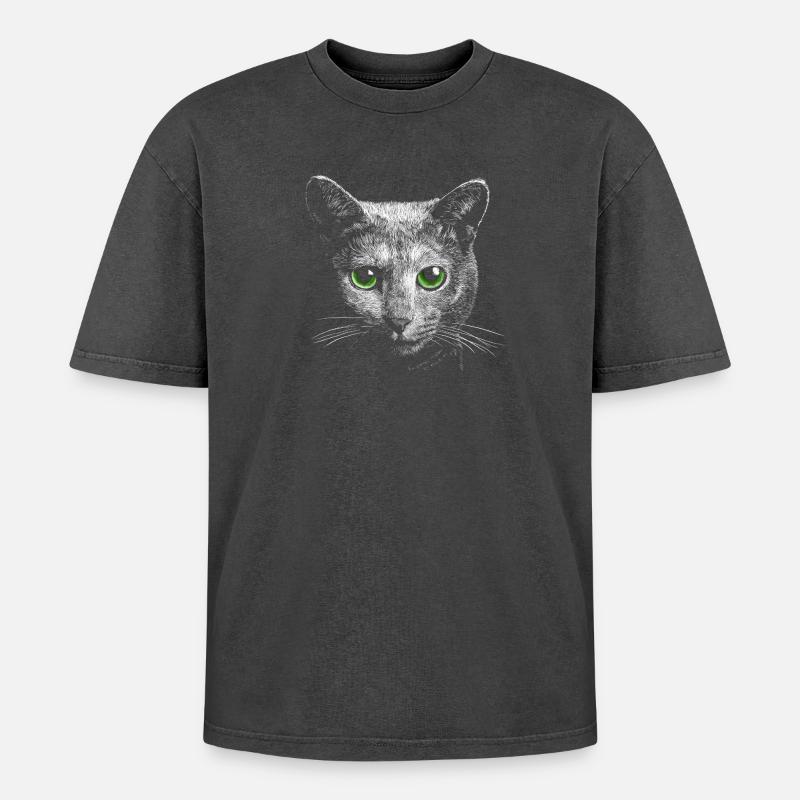 Chat - T-shirt Premium unisexe oversize acid-washed - noir délavé acide