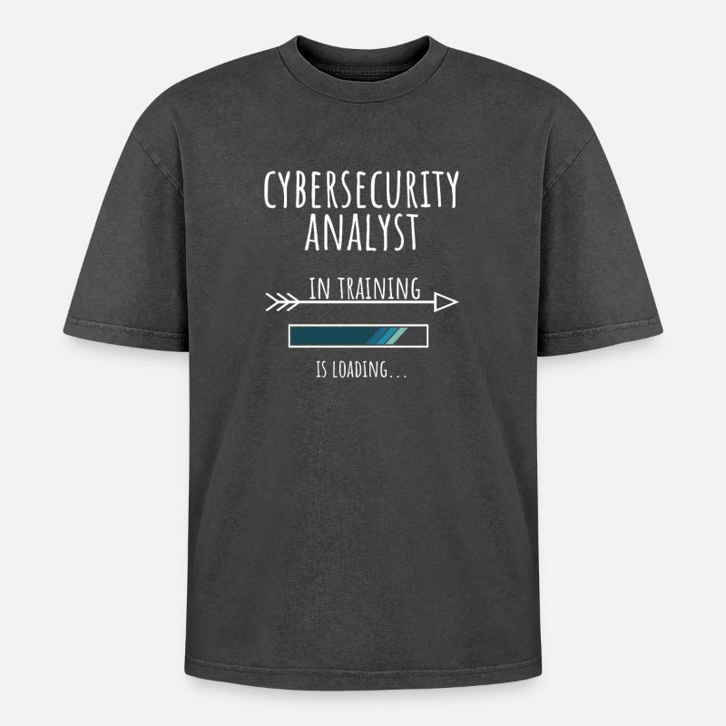 Cybersecurity Analyst Geschenk Beruf Ausbildung - Oversized Unisex Premium Acid-Washed T-Shirt - Schwarz Acid Wash