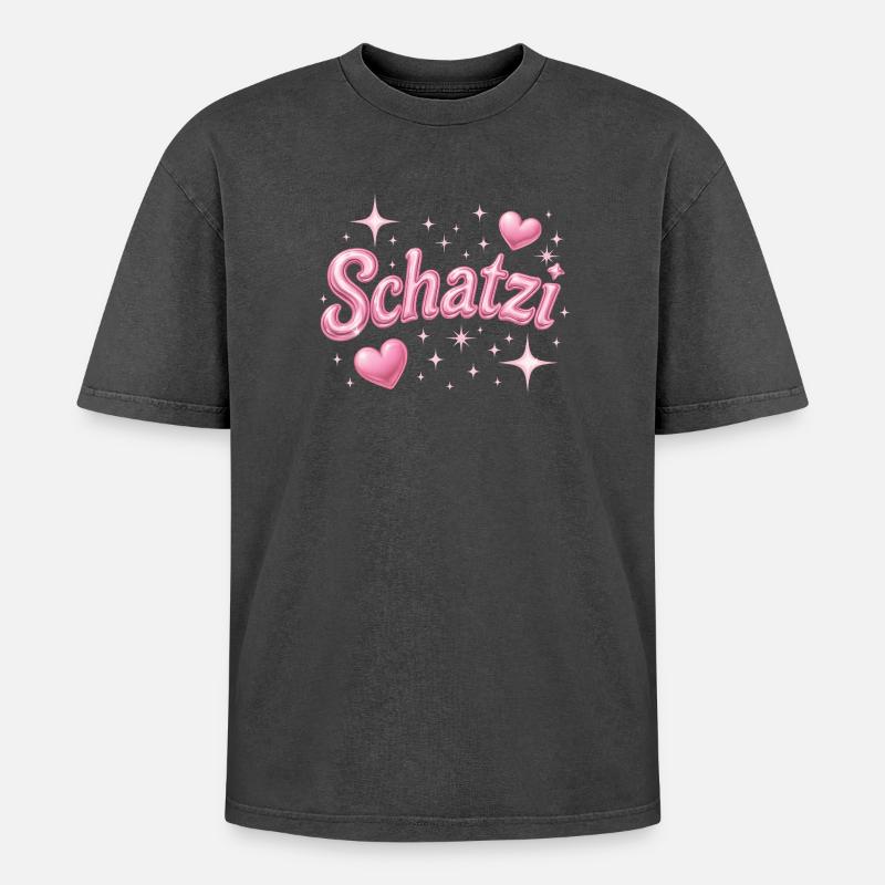 schatzi / Y2K Style - Oversized Unisex Premium Acid-Washed T-Shirt - acid washed black