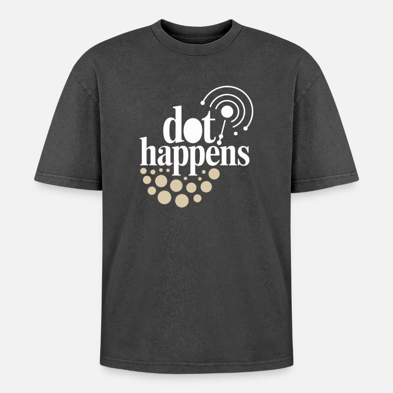 Dot Happens Morse Code Fun - Oversized Unisex Premium Acid-Washed T-Shirt - acid washed black
