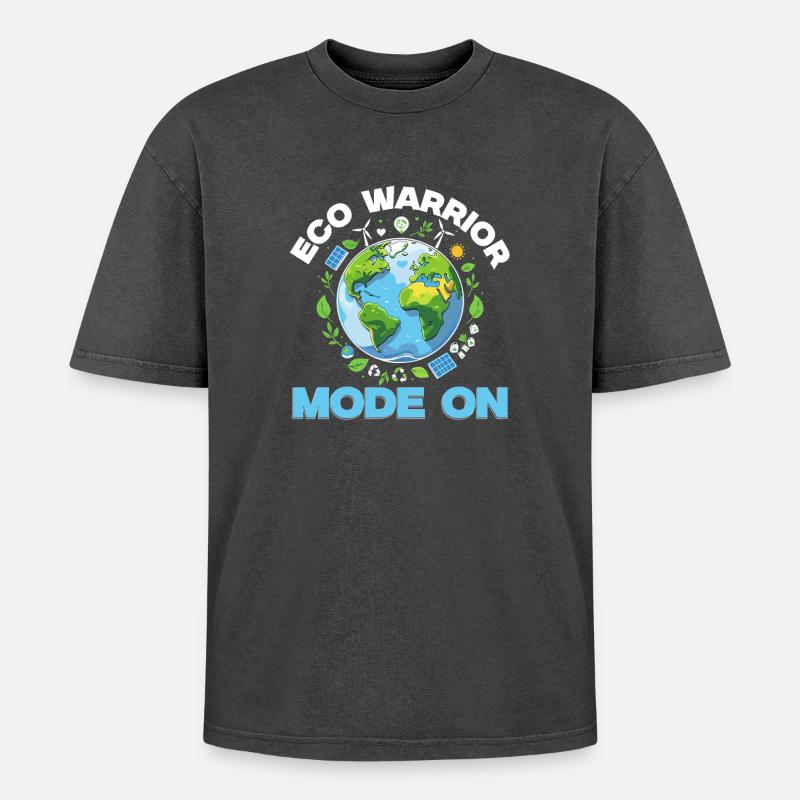 Umweltschützer Eco Warrior Mode On - Oversized Unisex Premium Acid-Washed T-Shirt - Schwarz Acid Wash