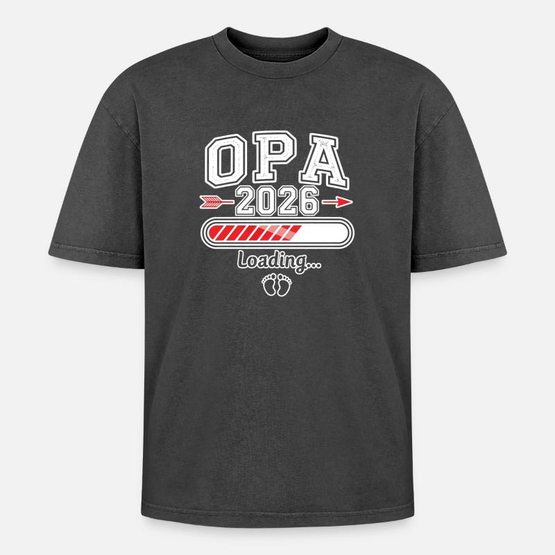 Opa 2026 Loading - Oversized Unisex Premium Acid-Washed T-Shirt - Schwarz Acid Wash