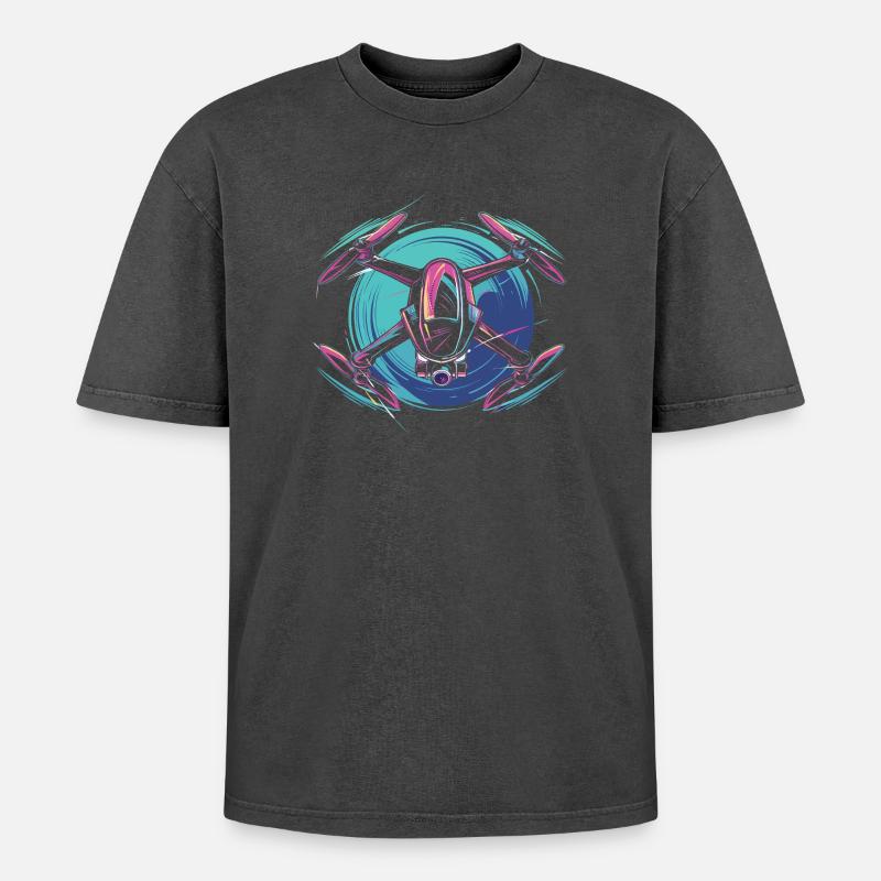 Drone dynamique - T-shirt Premium unisexe oversize acid-washed - noir délavé acide