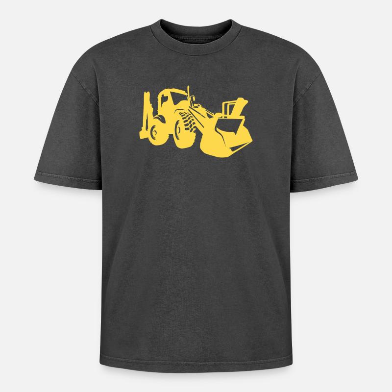 Bagger Radlader Baugeräteführer Silhouette - Oversized Unisex Premium Acid-Washed T-Shirt - Schwarz Acid Wash