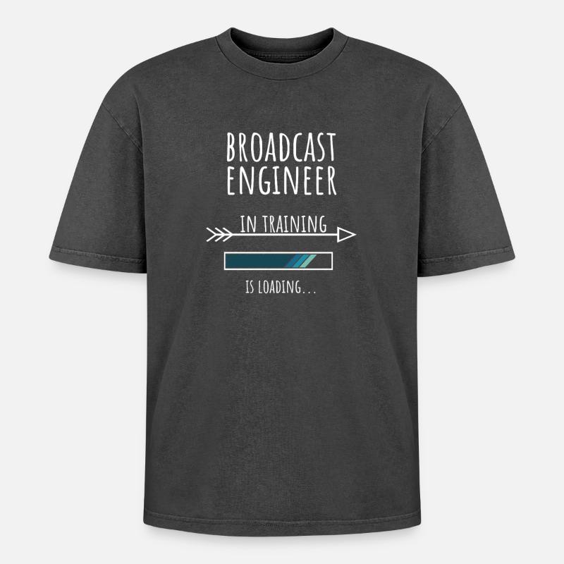 Engineer Gift Profession Training Broadcasting Technology - Oversized Unisex Premium Acid-Washed T-Shirt - acid washed black
