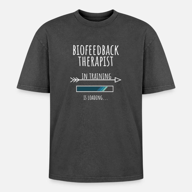 Geschenk Beruf Ausbildung Biofeedback Therapeut - Oversized Unisex Premium Acid-Washed T-Shirt - Schwarz Acid Wash