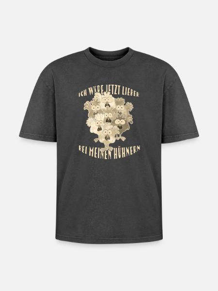 Chickens Saying - Oversized Unisex Premium Acid-Washed T-Shirt - acid washed black