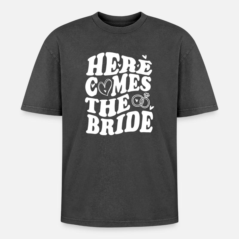 Here Comes the Bride – Hochzeit Statement - Oversized Unisex Premium Acid-Washed T-Shirt - Schwarz Acid Wash