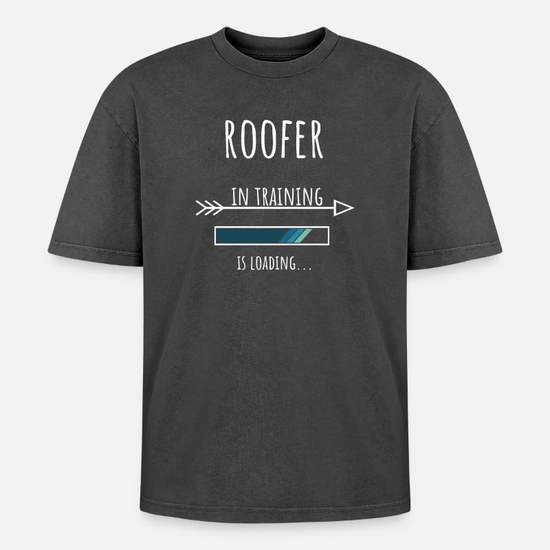 Roofer Gift Profession Training Roofer - Oversized Unisex Premium Acid-Washed T-Shirt - acid washed black