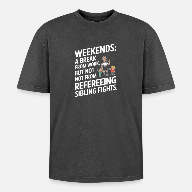 Chemise de référence Weekend Sibling - T-shirt Premium unisexe oversize acid-washed - noir délavé acide