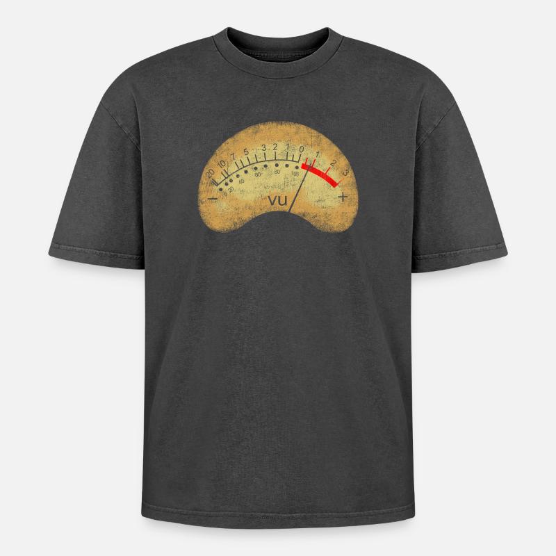 Analoges VU-Messgerät - Oversized Unisex Premium Acid-Washed T-Shirt - Schwarz Acid Wash