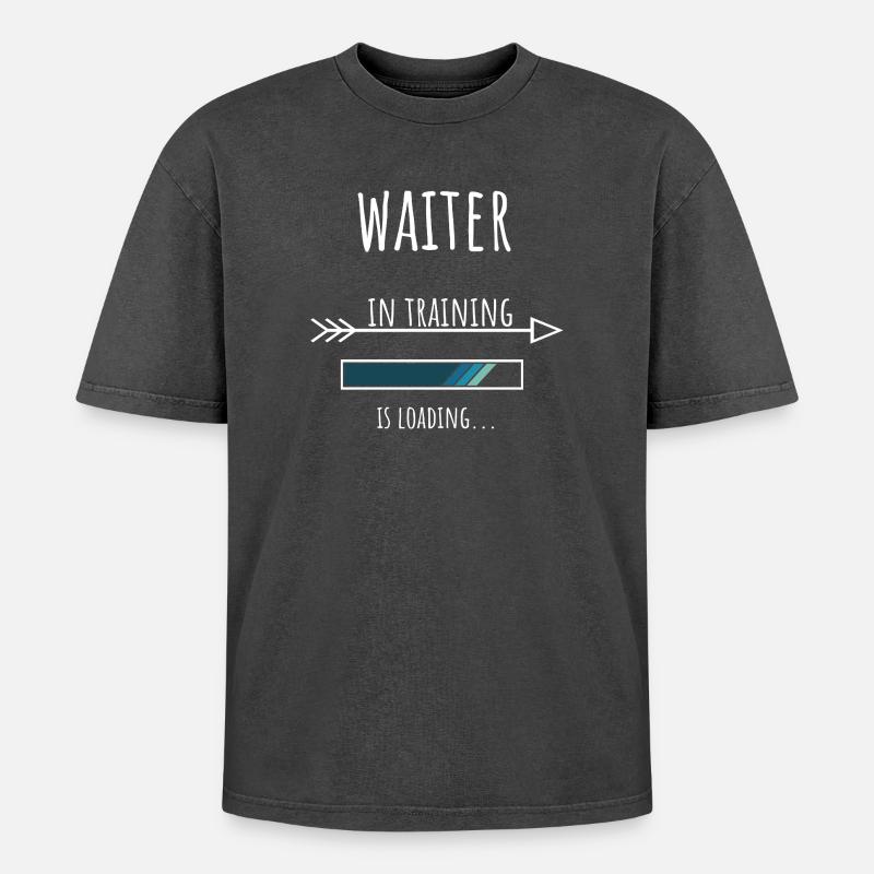 Waiter Geschenk Beruf Ausbildung Kellner - Oversized Unisex Premium Acid-Washed T-Shirt - Schwarz Acid Wash