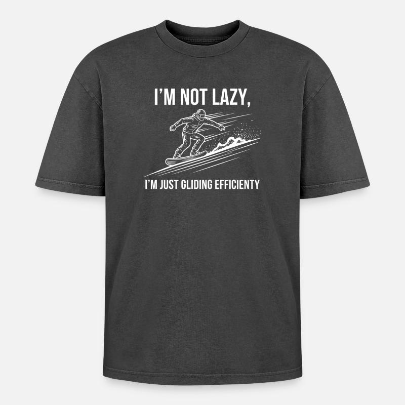 Not lazy, just efficient - Oversized Unisex Premium Acid-Washed T-Shirt - acid washed black