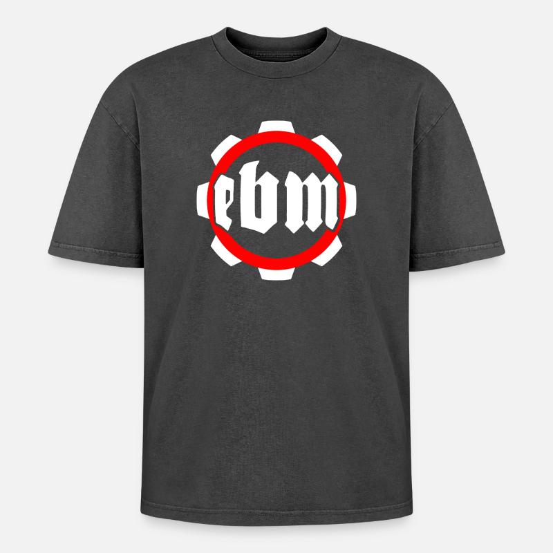 Conception d’engrenages d’inspiration industrielle - EBM - T-shirt Premium unisexe oversize acid-washed - noir délavé acide