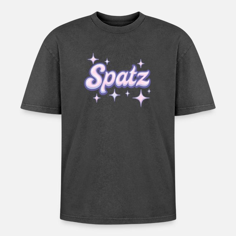 Spatz / Y2K Design - Oversized Unisex Premium Acid-Washed T-Shirt - Schwarz Acid Wash