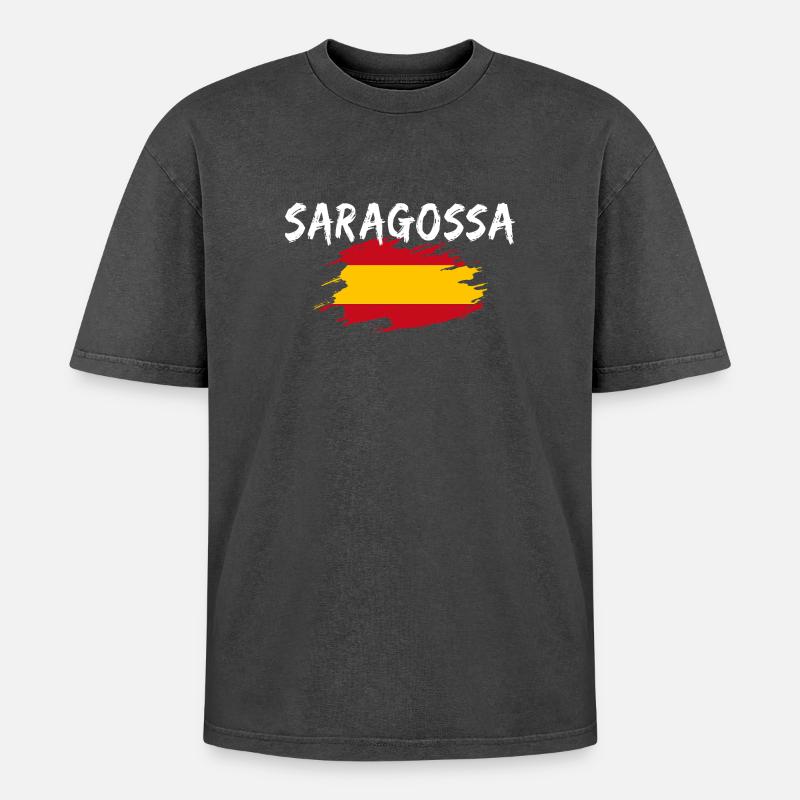 Saragossa Spanien - Oversized Unisex Premium Acid-Washed T-Shirt - Schwarz Acid Wash