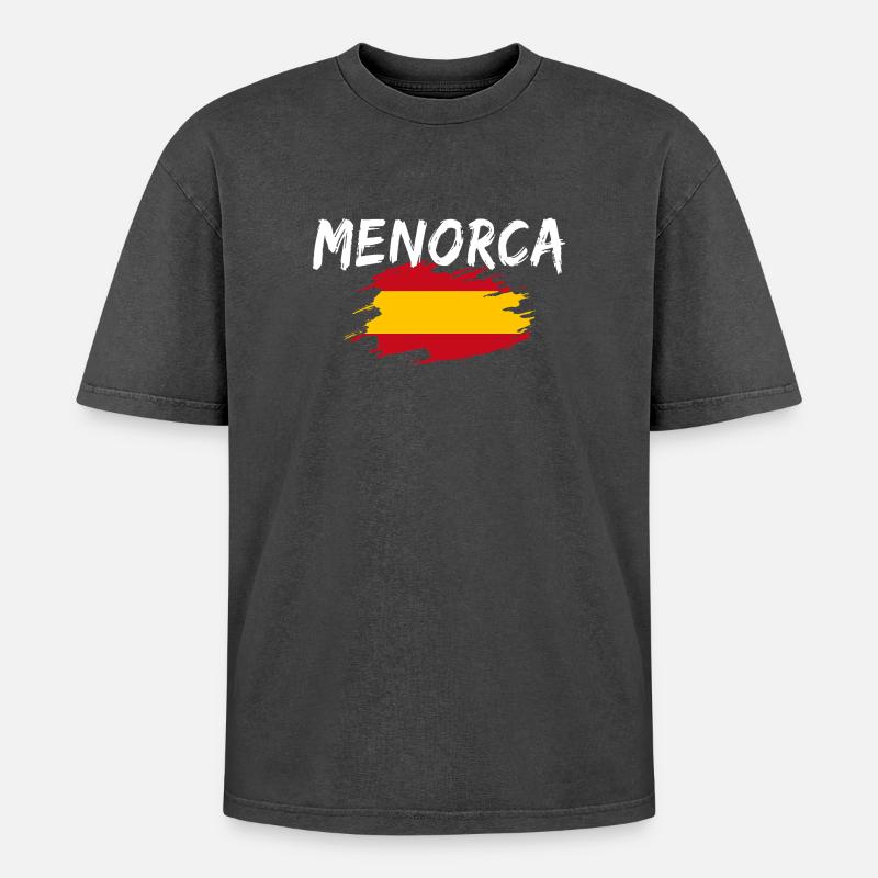 Menorca Spain - Oversized Unisex Premium Acid-Washed T-Shirt - acid washed black