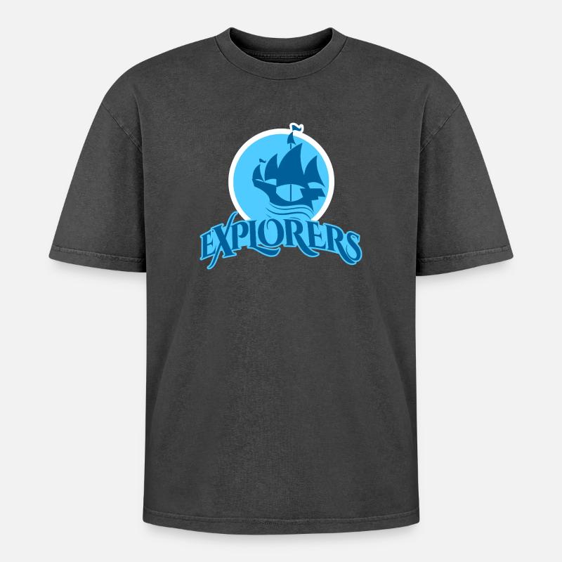 Die Reise der Entdecker Schiffsdesign - Oversized Unisex Premium Acid-Washed T-Shirt - Schwarz Acid Wash