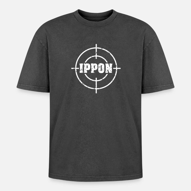 Target_judo_ippon_grunge_karsten_weiss - Oversized Unisex Premium Acid-Washed T-Shirt - acid washed black
