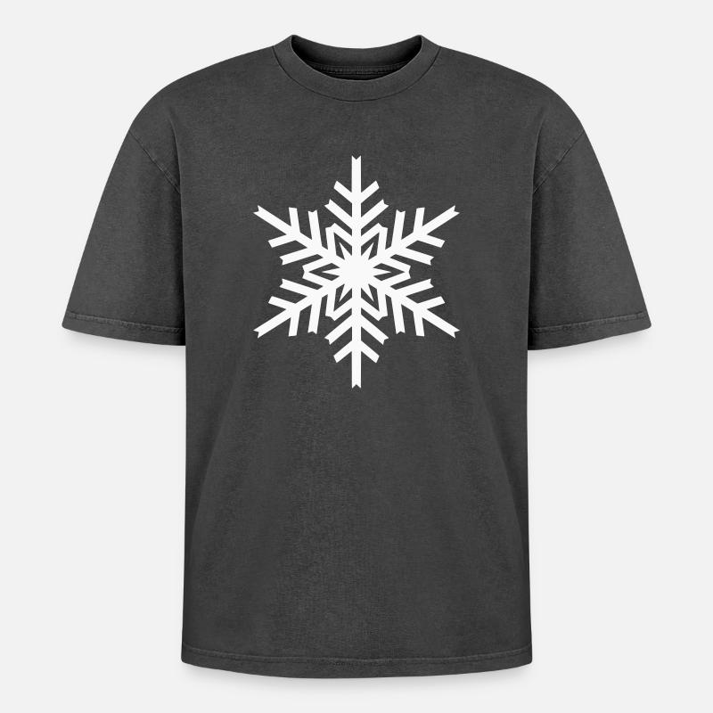 Geometric Snowflake - Oversized Unisex Premium Acid-Washed T-Shirt - acid washed black
