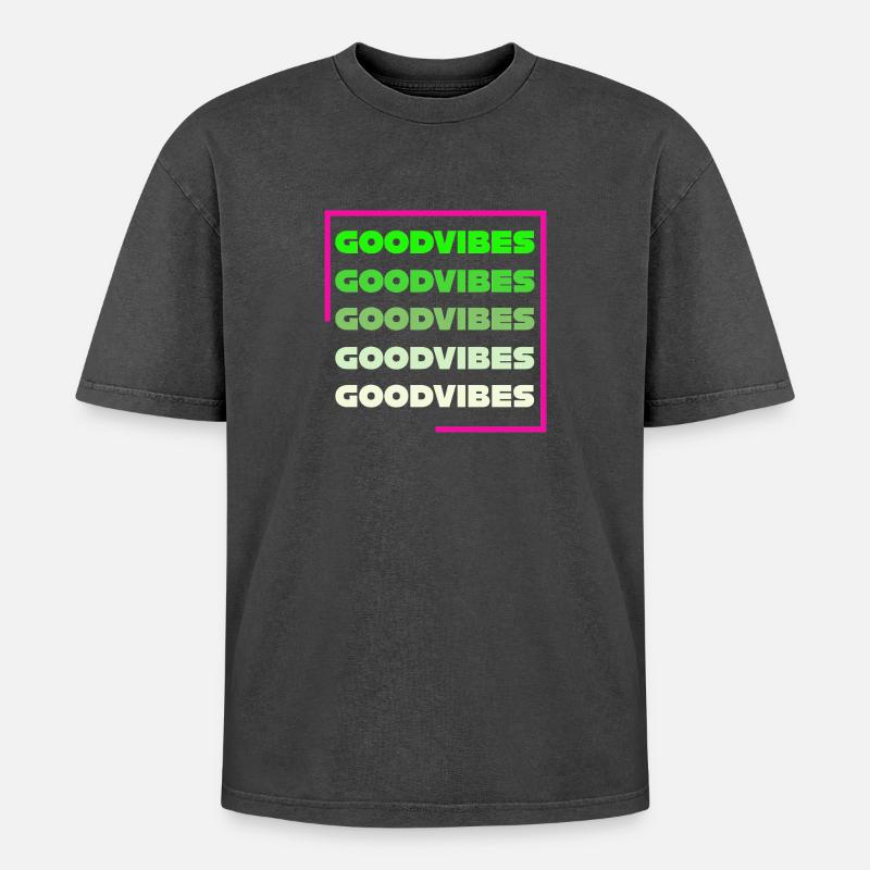Gode vibber - Oversized Unisex Premium Acid-Washed T-Shirt - acid washed black