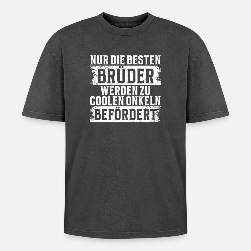 Besteb Brüder Werden Zu Onkeln Befördert - Oversized Unisex Premium Acid-Washed T-Shirt - Schwarz Acid Wash