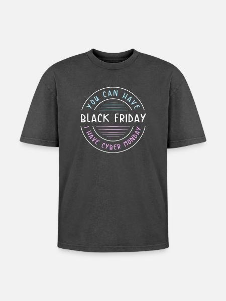 Kaufrausch Cyber Monday - Oversized Unisex Premium Acid-Washed T-Shirt - Schwarz Acid Wash