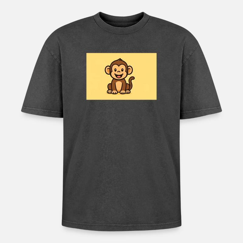 Monkey - Oversized Unisex Premium Acid-Washed T-Shirt - acid washed black