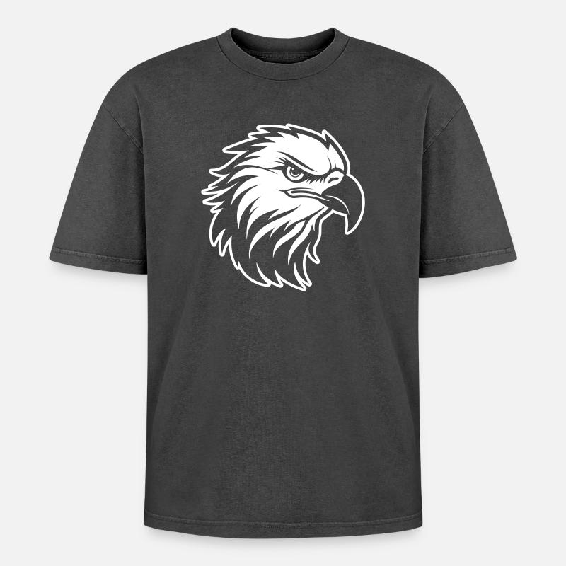 Eagle Head - Oversized Unisex Premium Acid-Washed T-Shirt - acid washed black