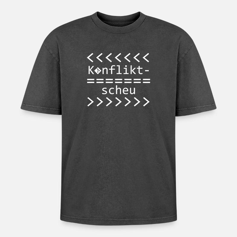 Conflict Aversion Git Nerd Shirt - Oversized Unisex Premium Acid-Washed T-Shirt - acid washed black
