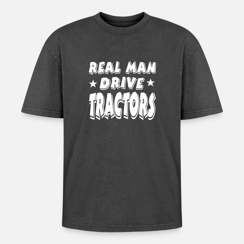 Traktor - Oversized Unisex Premium Acid-Washed T-Shirt - Schwarz Acid Wash