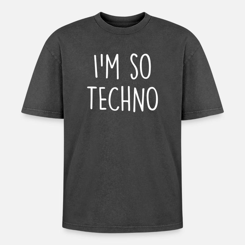 Techno - Oversized Unisex Premium Acid-Washed T-Shirt - acid washed black