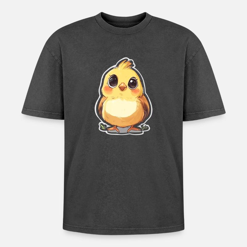 Chick - Oversized Unisex Premium Acid-Washed T-Shirt - acid washed black
