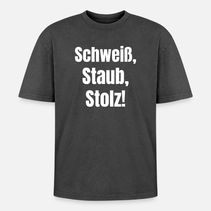 Sweat, dust, pride! - Oversized Unisex Premium Acid-Washed T-Shirt - acid washed black