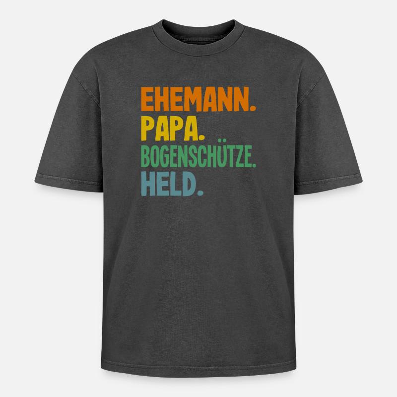 Bogenschießen Bogenschütze Geschenk - Oversized Unisex Premium Acid-Washed T-Shirt - Schwarz Acid Wash