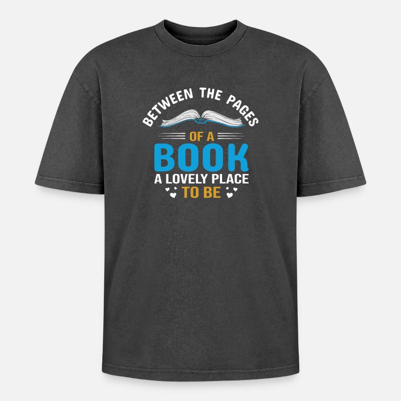Zwischen den Seiten eines Buches - Oversized Unisex Premium Acid-Washed T-Shirt - Schwarz Acid Wash