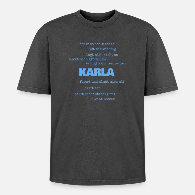 Karla as Proverbs - Oversized Unisex Premium Acid-Washed T-Shirt - acid washed black