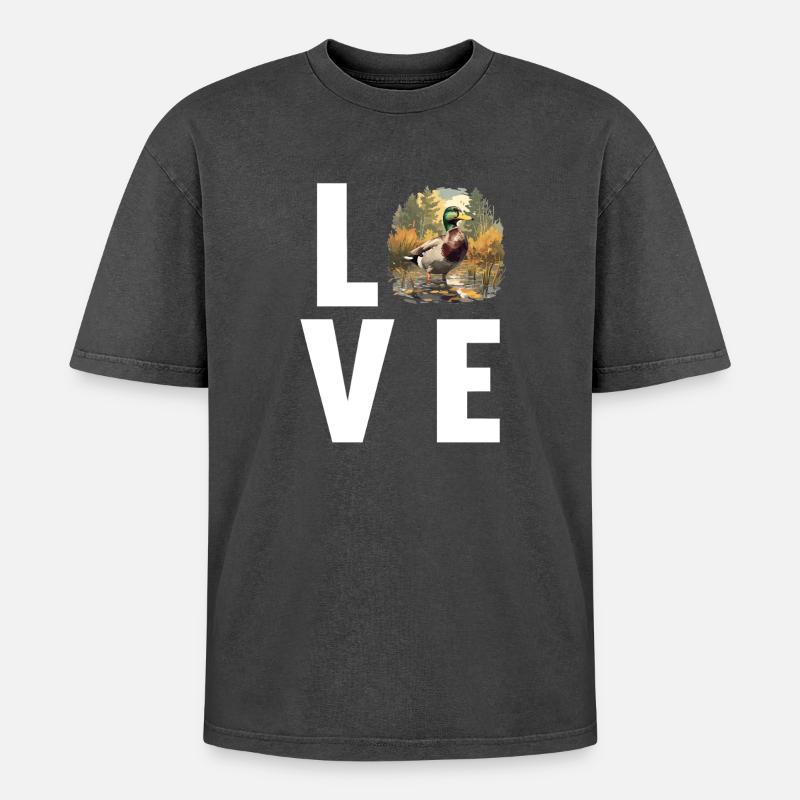 Ducks Duck - Oversized Unisex Premium Acid-Washed T-Shirt - acid washed black