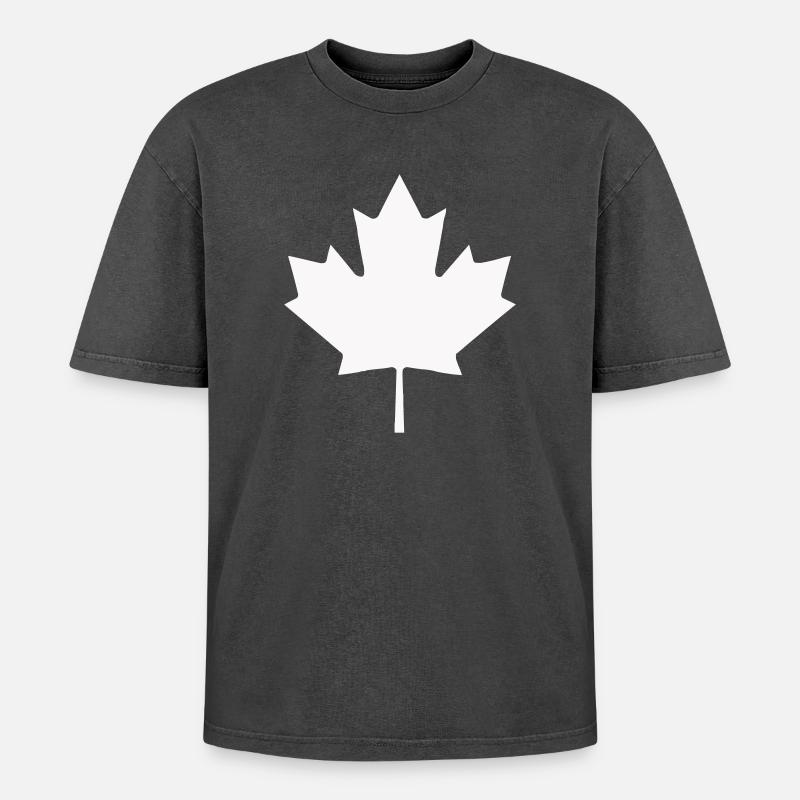 Kanada Blatt Silhouette - Oversized Unisex Premium Acid-Washed T-Shirt - Schwarz Acid Wash
