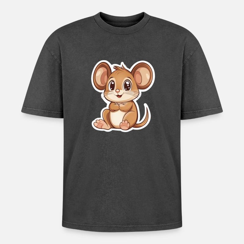 mouse - Oversized Unisex Premium Acid-Washed T-Shirt - acid washed black