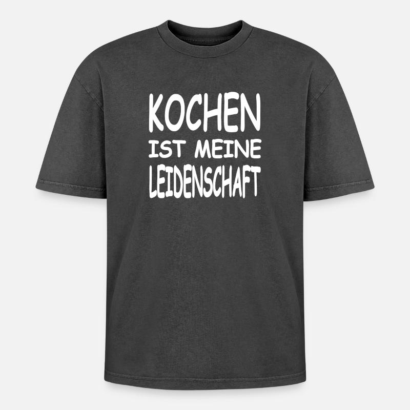 Kochen - Oversized Unisex Premium Acid-Washed T-Shirt - Schwarz Acid Wash