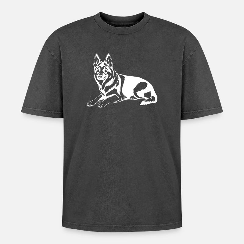 Schäferhund - Oversized Unisex Premium Acid-Washed T-Shirt - Schwarz Acid Wash